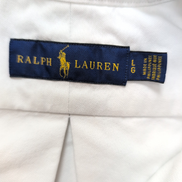 Chemise Ralph Lauren L Oxford Blanc Logo Marron Coton Manches longues
