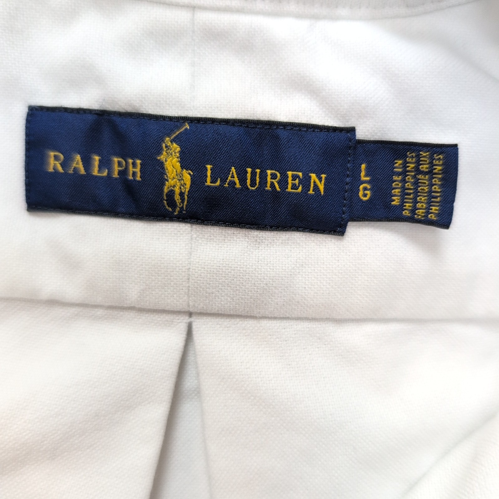 Chemise Ralph Lauren L Oxford Blanc Logo Marron Coton Manches longues