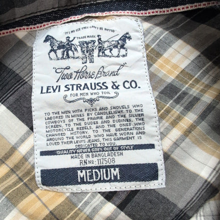 Chemise Levi's Vintage Carreaux Jaune / Noir Taille M manches longues