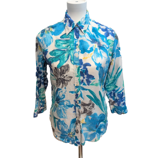 Chemise Femme Ralph Lauren (Lauren) S Lin 100% Motif Fleuri Feuillage