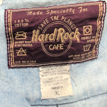 Hard Rock Cafe chemise vintage jean bleu clair logo brodé XL
