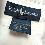 Chemise Ralph Lauren Taille S Blanc Uni 100% Coton Logo Bleu Marine