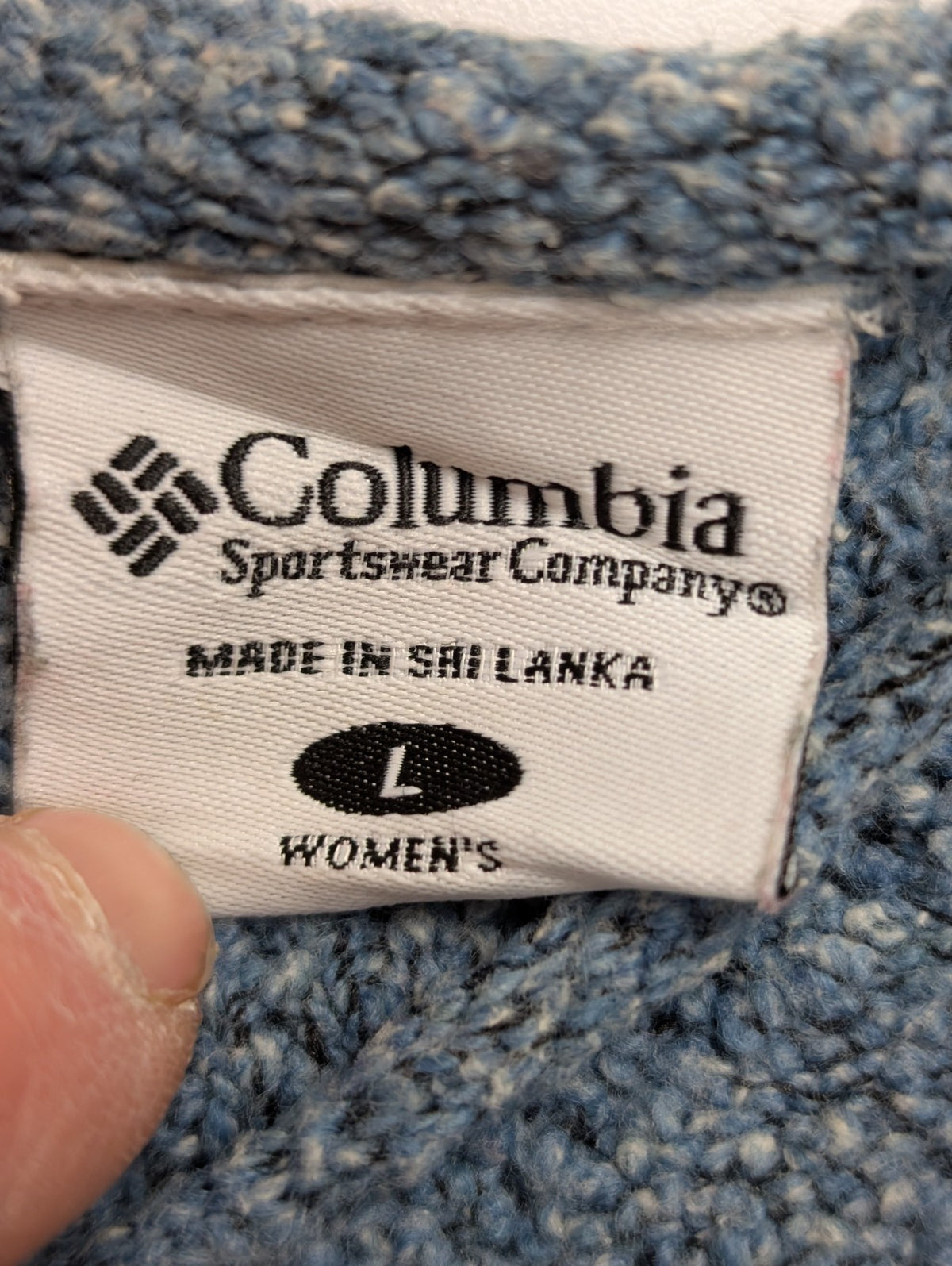 Pull Columbia Sportswear Femme L Bleu Chiné Gris Col V Maille Douce