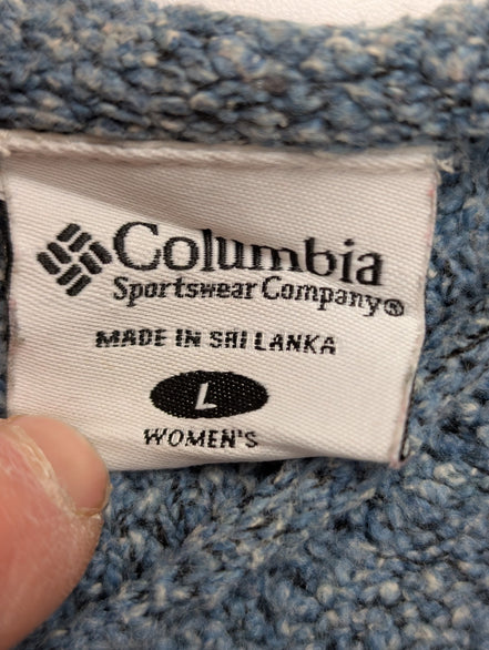 Pull Columbia Sportswear Femme L Bleu Chiné Gris Col V Maille Douce