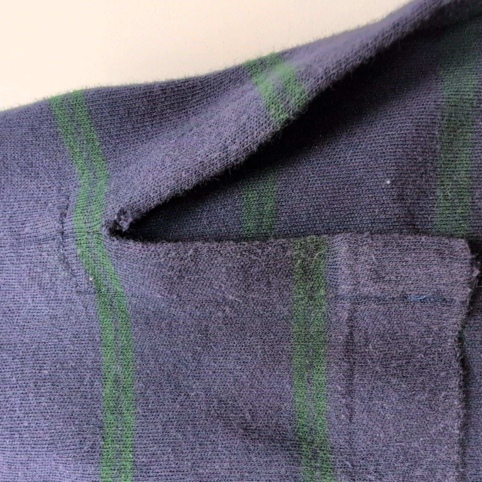 Polo Ralph Lauren Homme XL Bleu Marine Rayures Vertes Logo Vert Polo