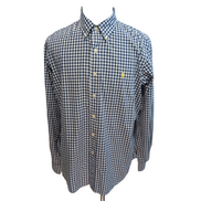 Chemise Ralph Lauren Custom Fit XL Vichy Bleu Blanc Logo Jaune