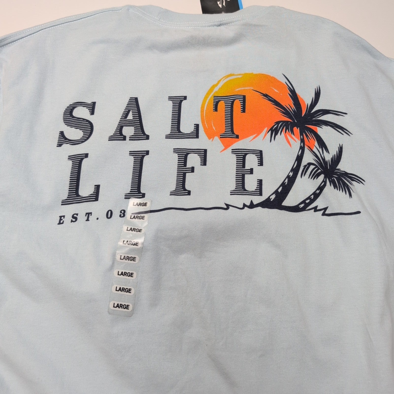 T-shirt Salt Life Bleu Clair Manches Longues Coton Taille L Surf Neuf étiquette
