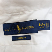 Ralph Lauren Chemise Classic Fit S/M Blanche Logo Bleu Marine
