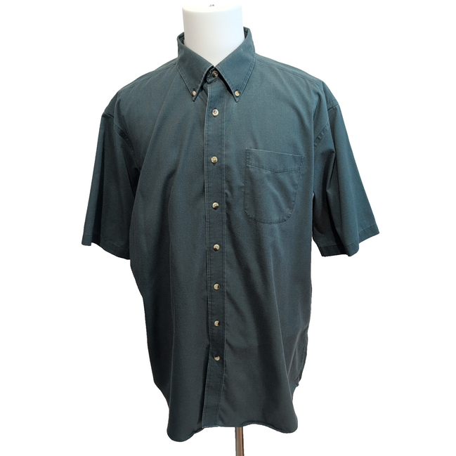 Chemise L.L. BEAN Homme XL Tall Vert Foncé Manches Courtes Poche Wrinkle
