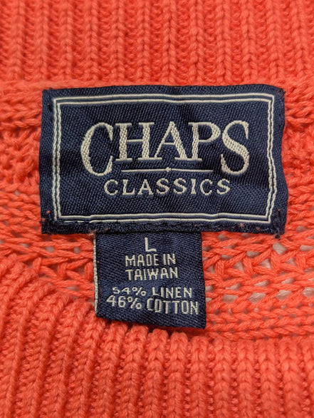 Pull CHAPS Classics Femme L Lin Coton Corail Maille Torsadée Ajourée