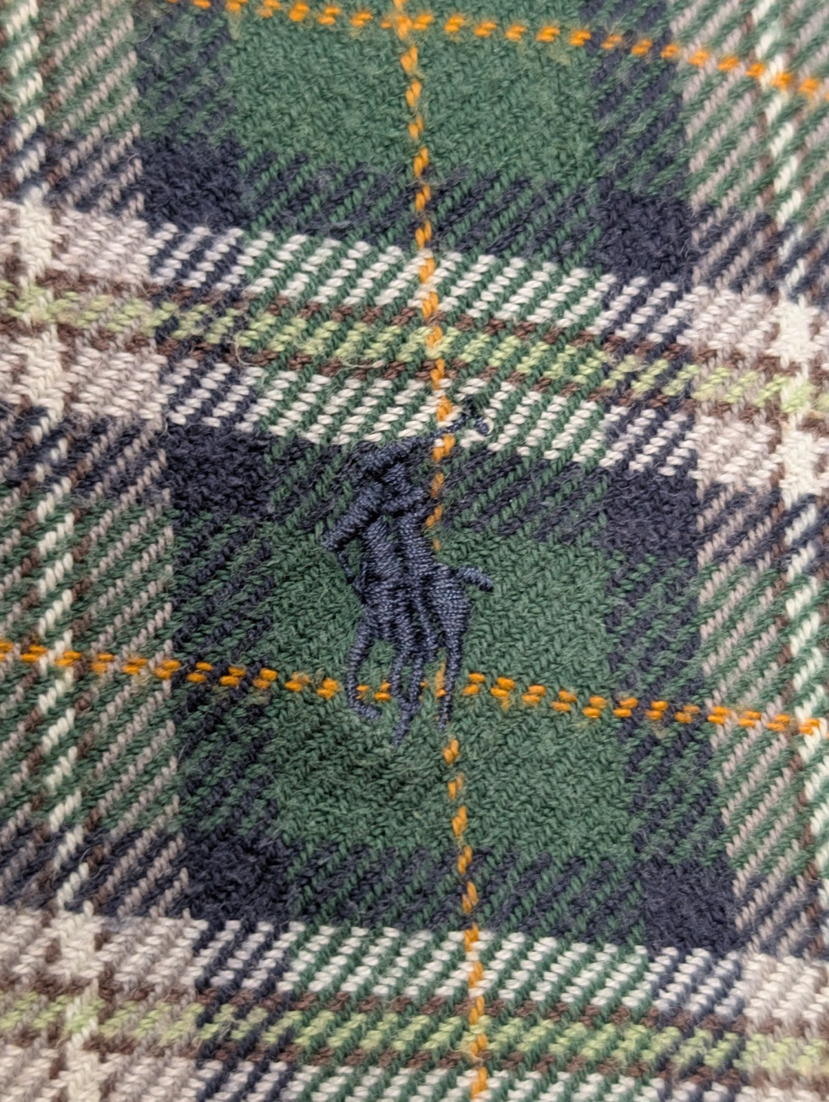 Écharpe Polo Ralph Lauren 100% Coton Carreaux Bleu Jaune Vert