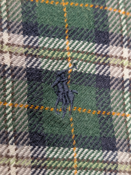 Écharpe Polo Ralph Lauren 100% Coton Carreaux Bleu Jaune Vert