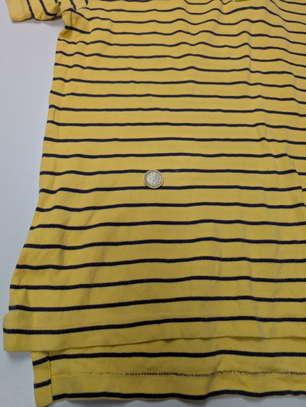 Polo manches courtes Polo Ralph Lauren M jaune rayures marine logo rouge coton