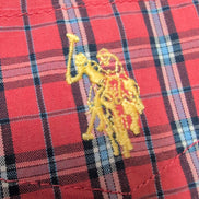 Chemise US Polo Assn rouge carreaux poche logo jaune manches courtes M
