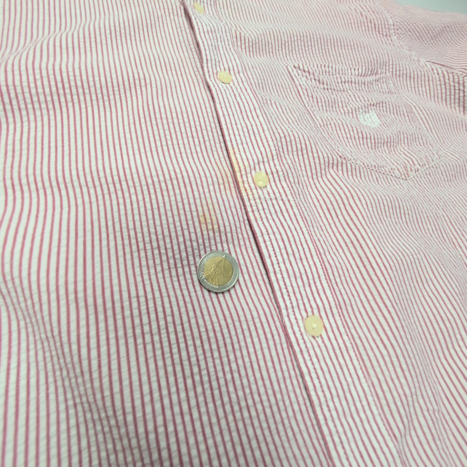 Chemise CHAPS à rayures rouge manches courtes taille XL #110e