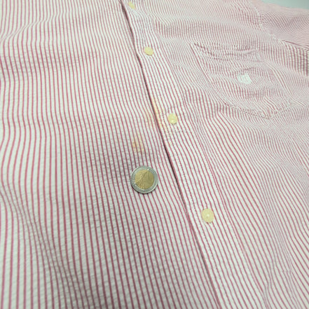 Chemise CHAPS à rayures rouge manches courtes taille XL #110e