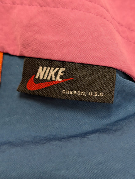 NIKE Veste Long Coupe-Vent Femme XL Rose Bleu Blanc Vintage Neuf | 322BSR