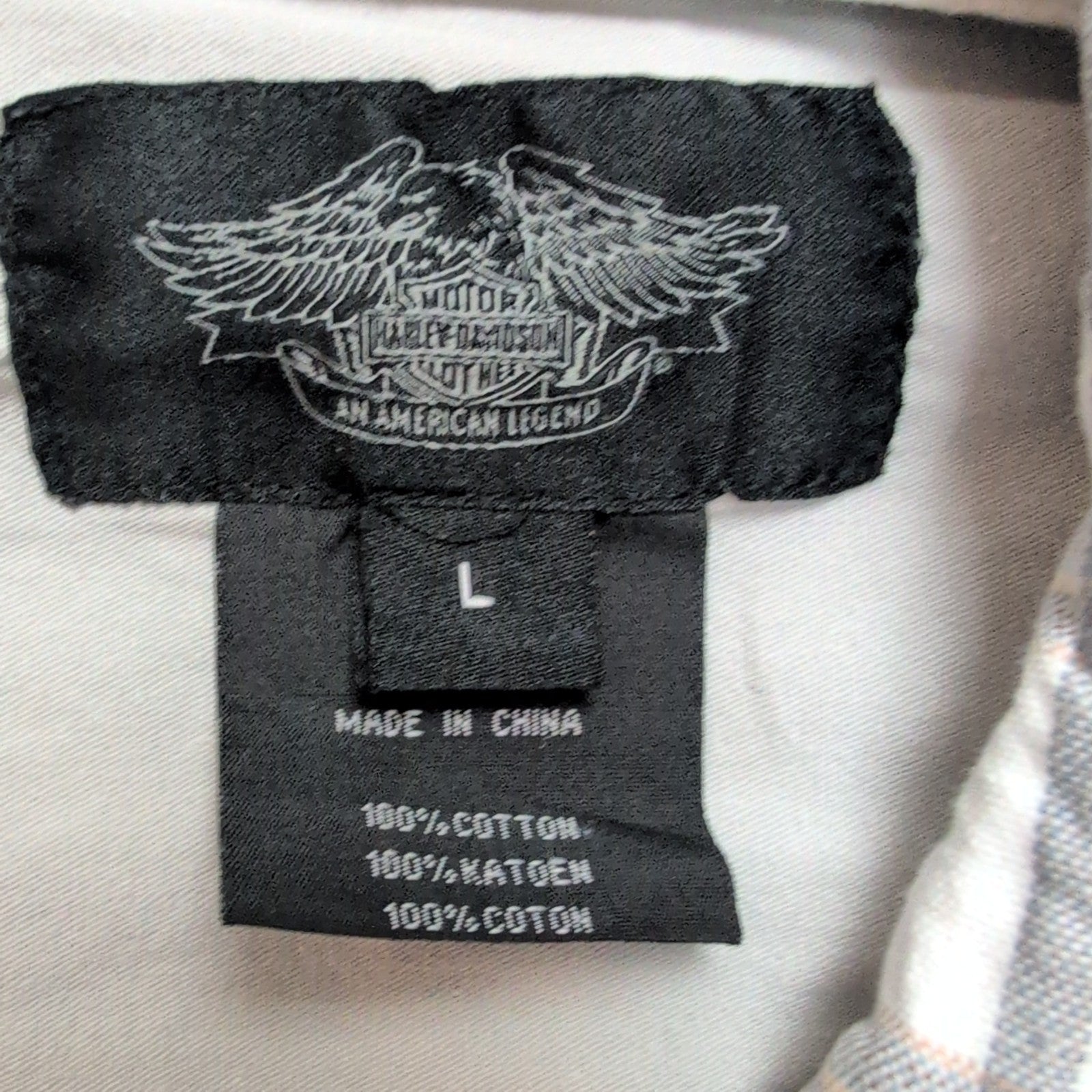 Chemise Harley Davidson L Carreaux Gris Blanc Tête de Mort manches courtes