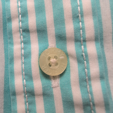 Chemise Tommy Hilfiger Homme XXL Turquoise Blanche Rayée Coton Poche