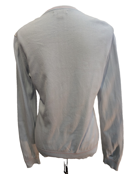 Pull Femme Tommy Hilfiger Col V Bleu Ciel & Blanc - Losanges - Taille M