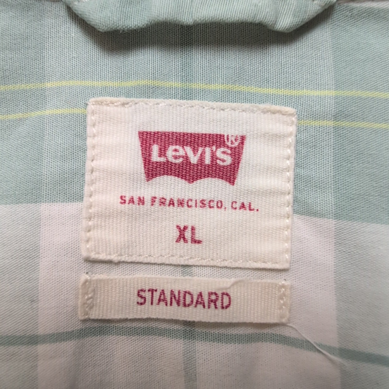 Chemise LEVI'S Homme XL Vert Pâle à Carreaux Manches Courtes Poche