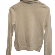 Pull LAUREN Ralph Lauren femme M blanc pur col montant bouton bijou coton