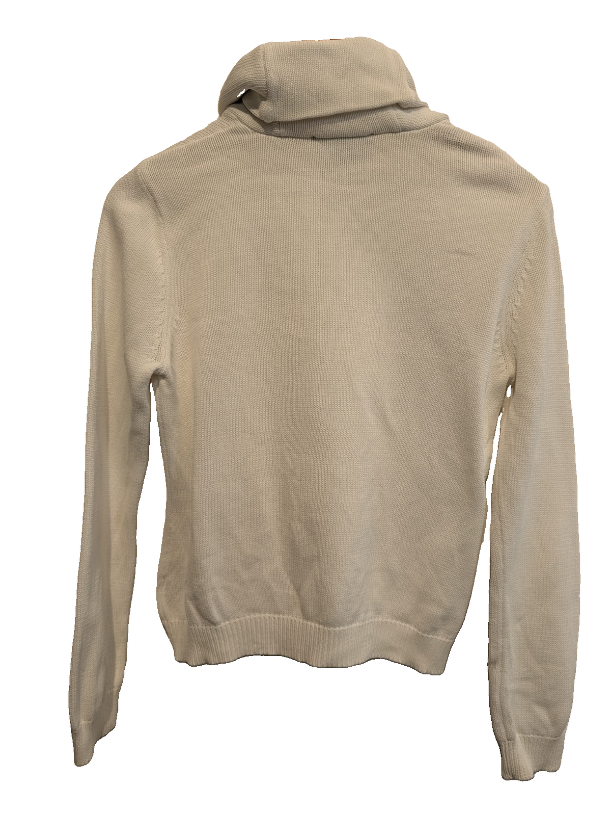 Pull LAUREN Ralph Lauren femme M blanc pur col montant bouton bijou coton