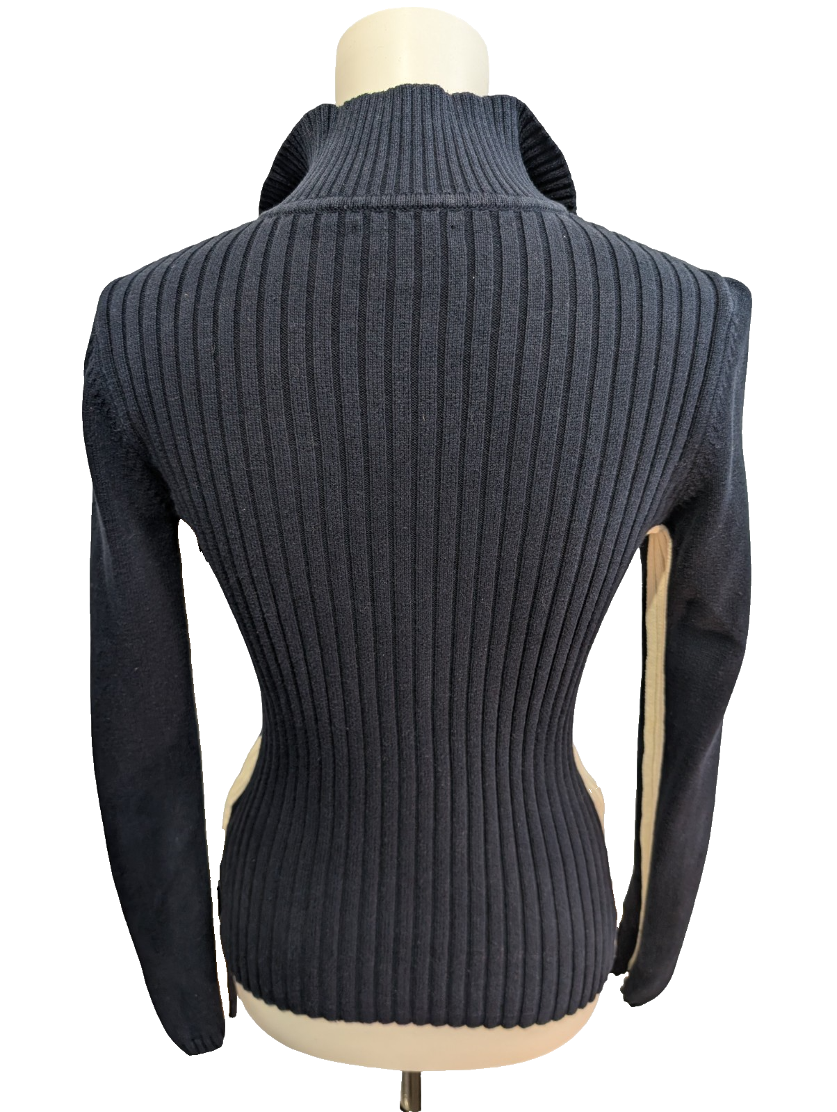 Pull Tommy Hilfiger Femme Rare Col Montant à Pressions - Marine & Blanc M
