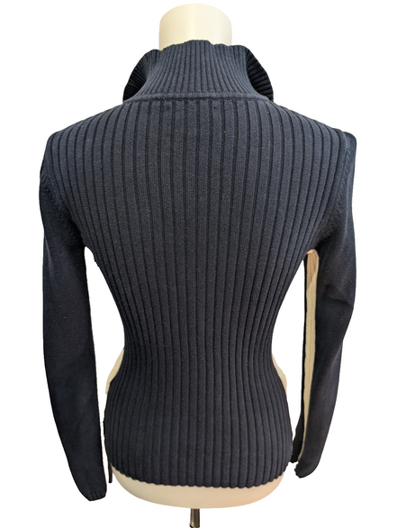 Pull Tommy Hilfiger Femme Rare Col Montant à Pressions - Marine & Blanc M