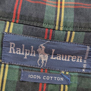 Chemise Polo Ralph Lauren Shirt XL Tartan Vert Rouge Écusson Polo Club Button