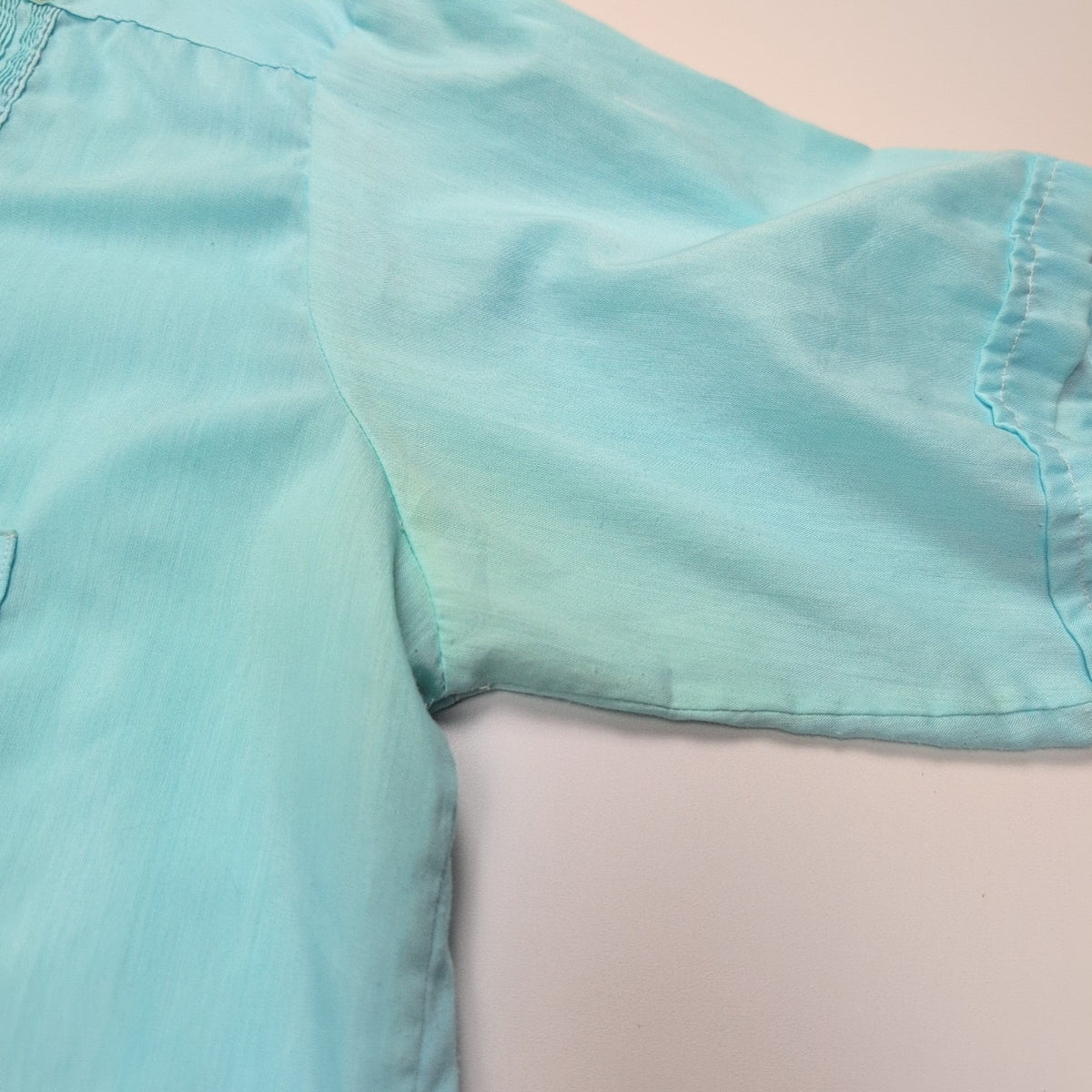 Chemise Guayabera Maya Real 3XL Bleu Brodée 4 Poches Made in Mexico