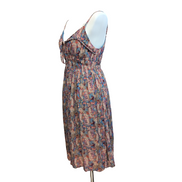 Robe d'été Femme M Viscose Cachemire Bleu Fine Bretelle Poches Bohème