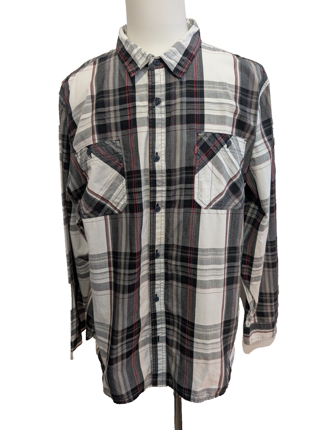 CHEMISE LEVI'S Carreaux Noir Rouge Blanc XXL Homme Coton Sportswear
