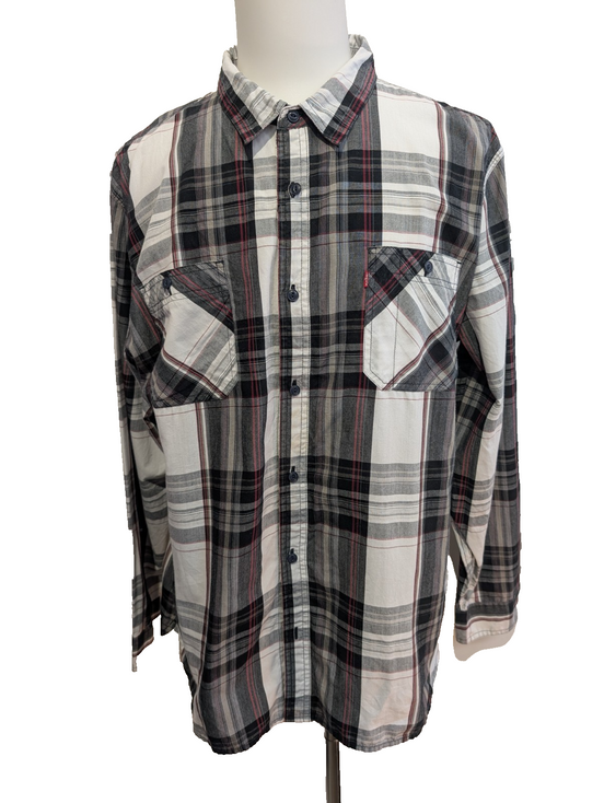 CHEMISE LEVI'S Carreaux Noir Rouge Blanc XXL Homme Coton Sportswear
