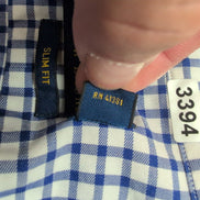 Chemise Polo Ralph Lauren Slim Fit L Carreaux Bleu Blanc Logo Rose
