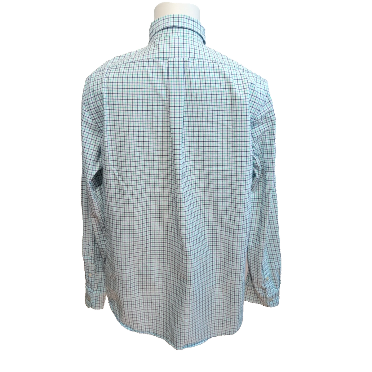 Chemise Ralph Lauren Oxford L Carreaux Vert Pastel Bleu Marine manches longues
