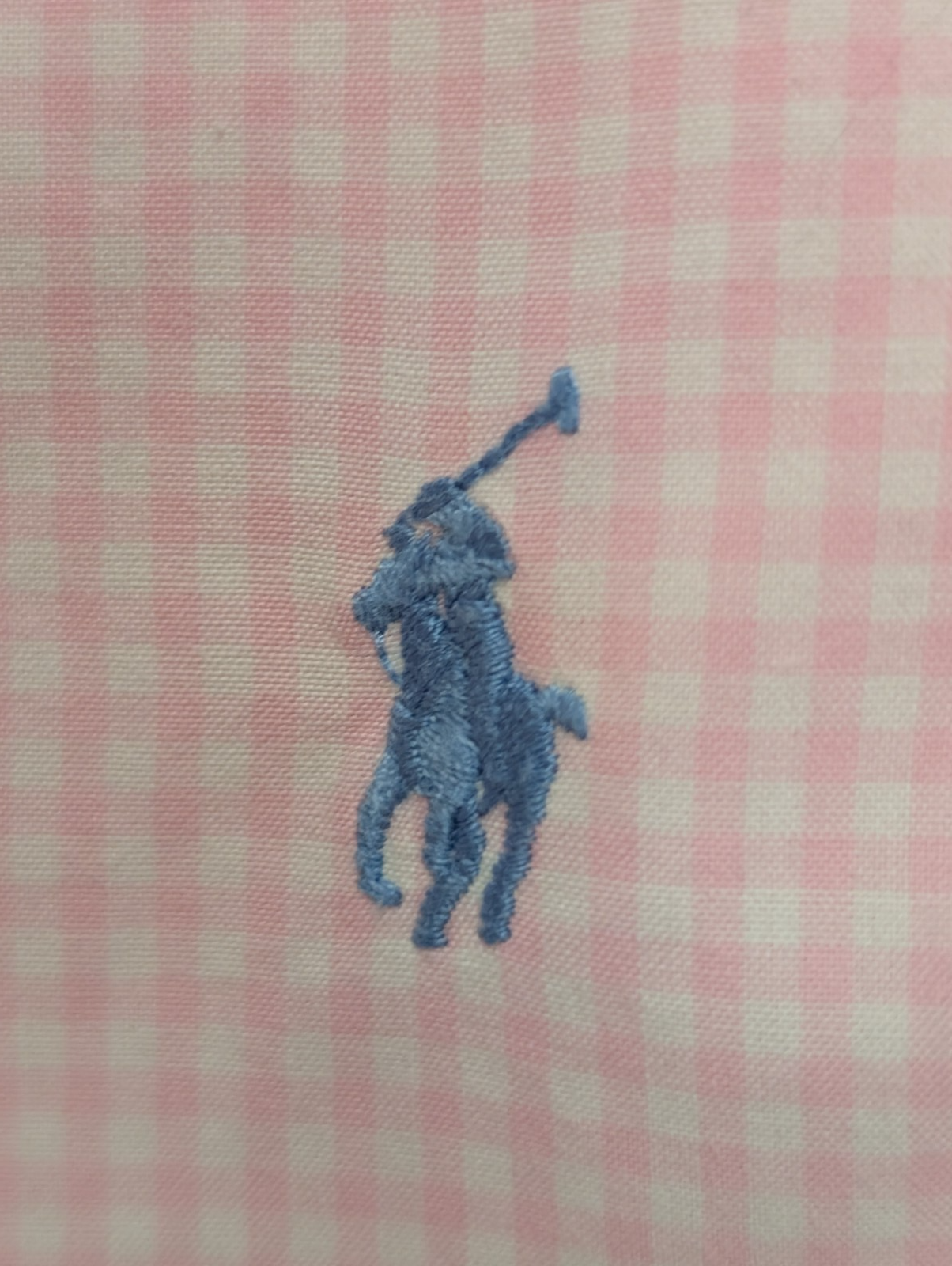 Chemise Ralph Lauren rose petits carreaux logo bleu ciel taille L #2555