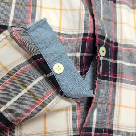 Chemise Nautica Flanelle L Carreaux Rouge Bleu Gris Manches Courtes 2 poches