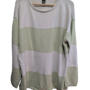 Pull Lauren Ralph Lauren femme 1X XL XXL coton rayures vert menthe blanc