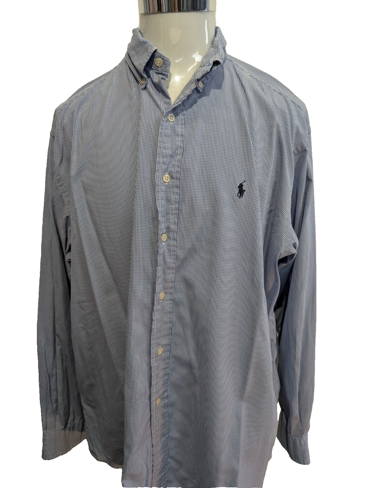 Chemise Polo Ralph Lauren Shirt L Custom Fit Rayée Bleu Blanc Button Down