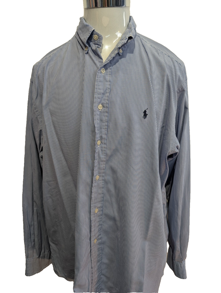 Chemise Polo Ralph Lauren Shirt L Custom Fit Rayée Bleu Blanc Button Down