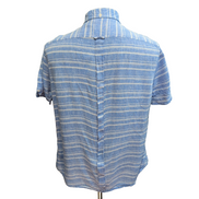 Chemise Ben Sherman M Ajustée Lin Rayonne Bleu Rayures Manches Courtes