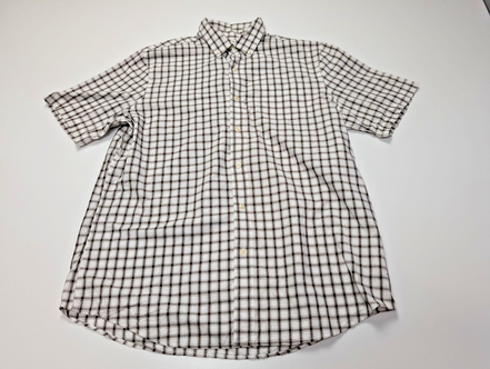 Chemise Chaps manches courtes marron et blanc à carreaux taille L #231msch