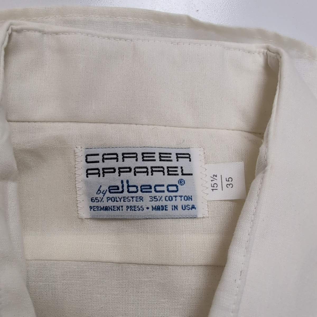 Chemise Vintage Elbeco Career Apparel Made in USA Blanche ML