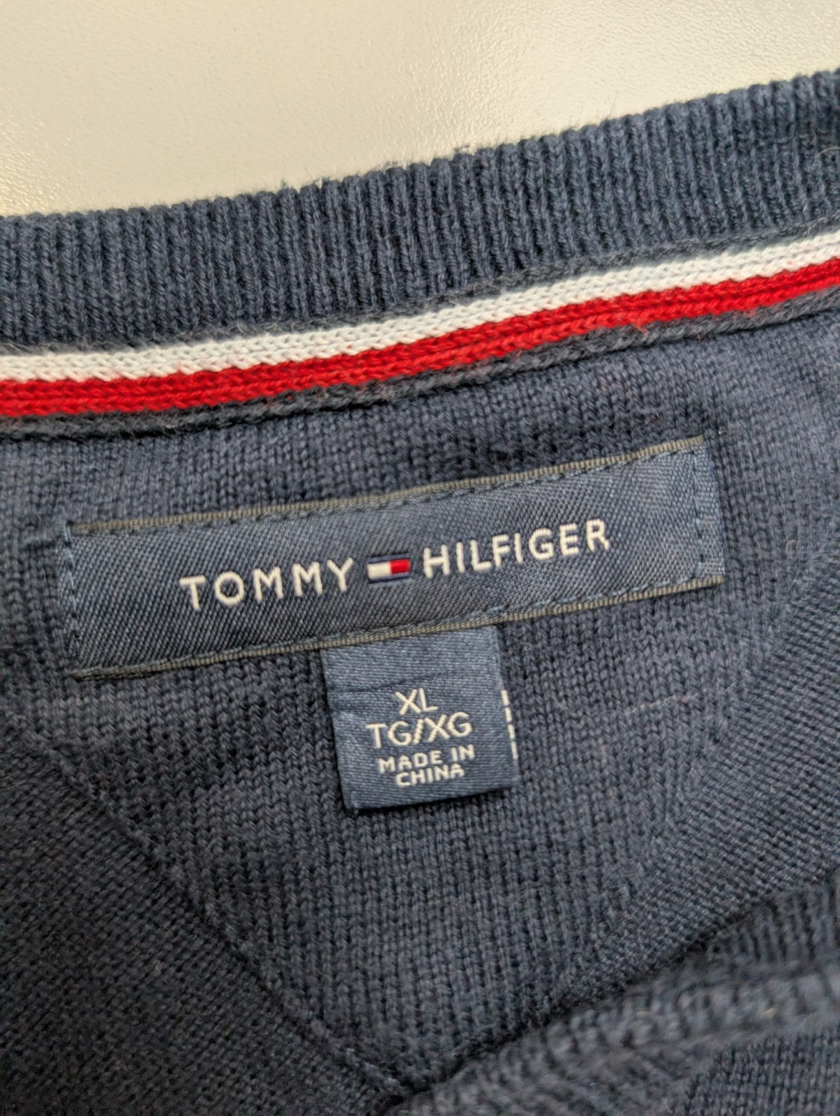 Pull Tommy Hilfiger Bleu Marine Motif Losanges - Taille XXL (XLTG)