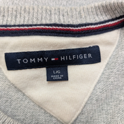 Pull TOMMY HILFIGER Homme Gris Moucheté 100% Coton Taille L Excellent État