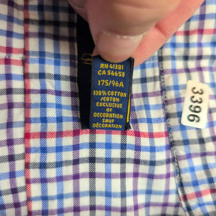 Chemise Ralph Lauren M Carreaux Bleu Rouge Logo Bleu Marine manches longues