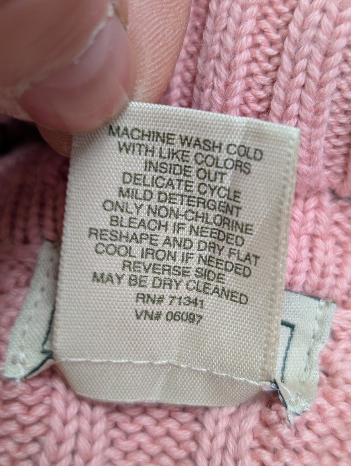 Pull L.L.Bean Femme L Rose Poudré Col Roulé Torsadé 100% Coton