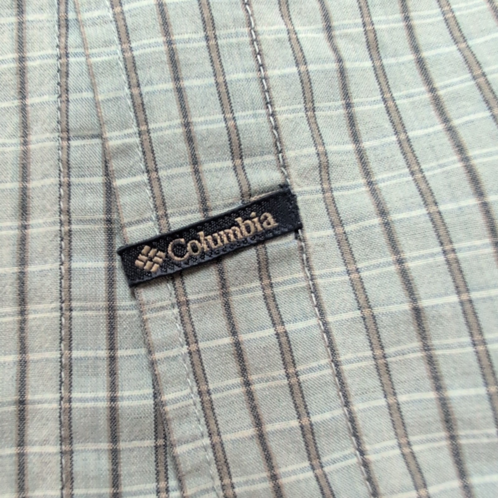 Chemise Columbia Vert Pâle Petits Carreaux Taille XL 100% Coton Manches courtes