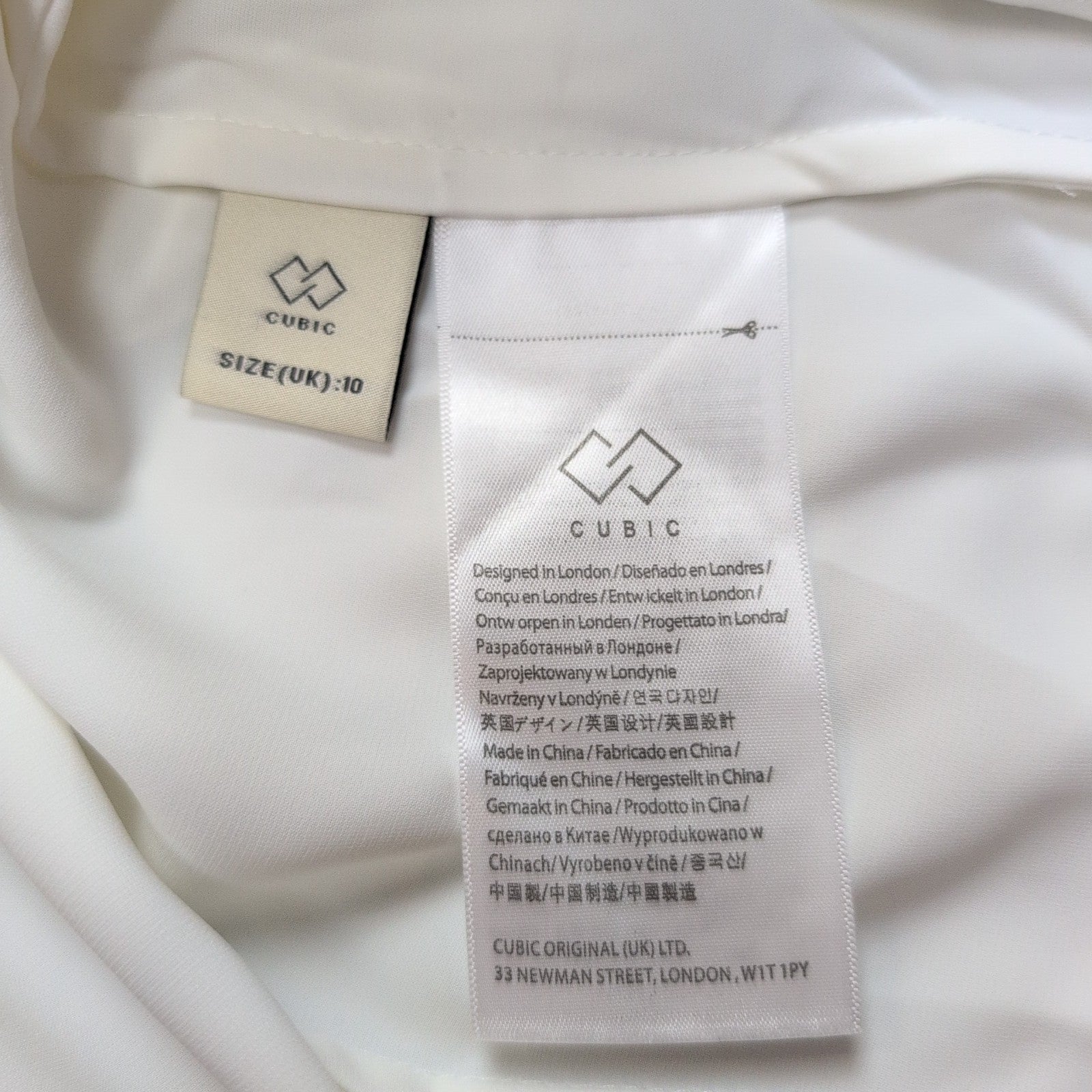 Chemisier Cubic T. M Femme Blanc Volants Strass Manches Courtes Neuf